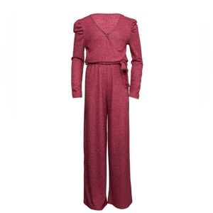 Big Girls SZ 10/12 Amy Byer Burgundy Long Sleeve Wrap Dress Pit To Pit 15"